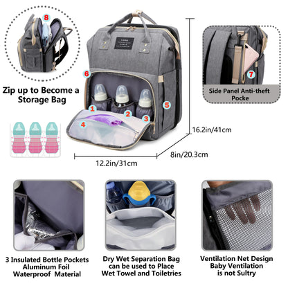 Mommy Bag with Folding Baby Bed