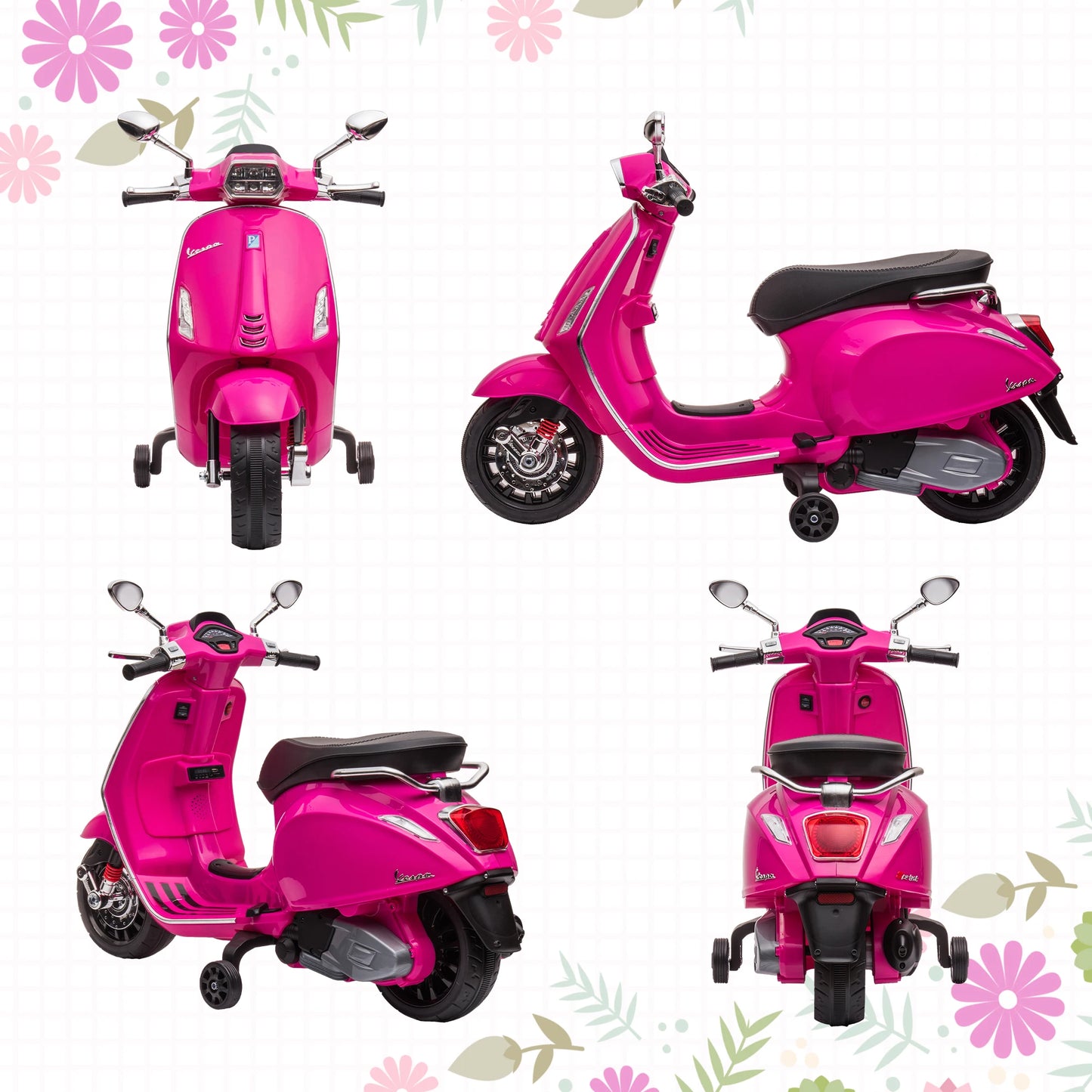 Vespa-Style Electric Ride-On Bike for Kids