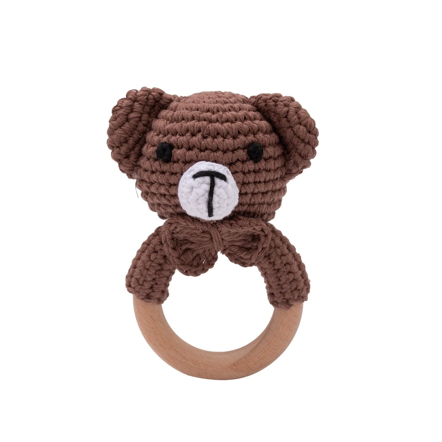 Wooden Animal Crochet Rattle