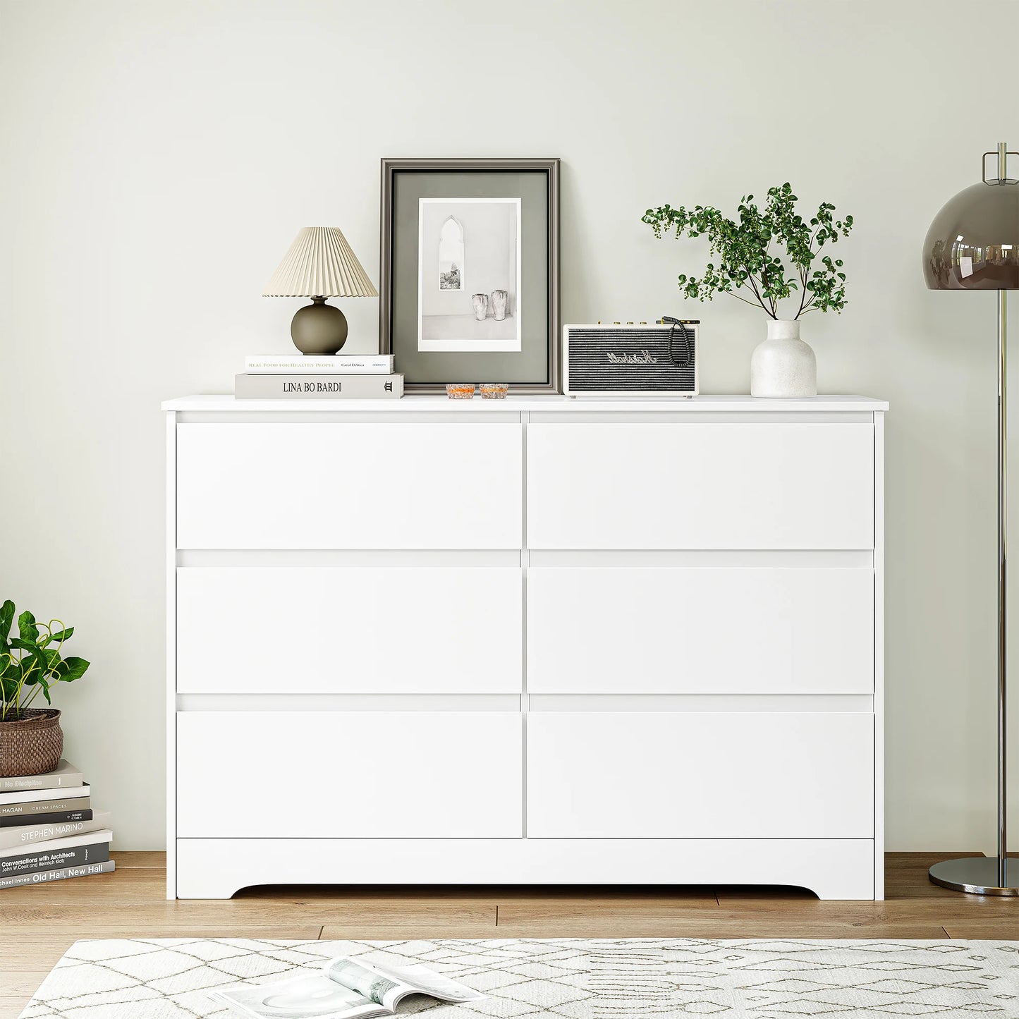 White 6-Drawer Chest